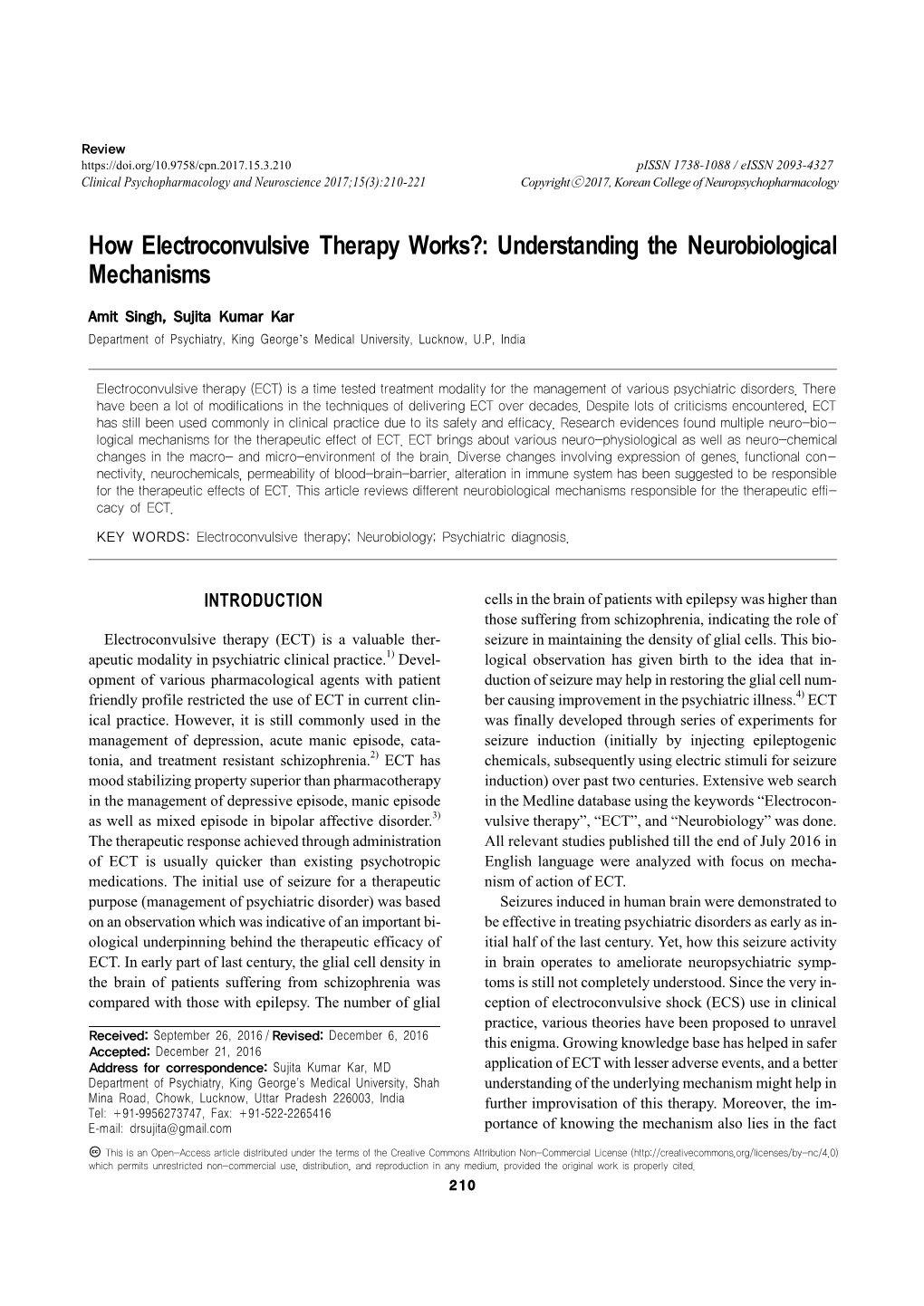 How Electroconvulsive Therapy Works?: Understanding the Neurobiological Mechanisms