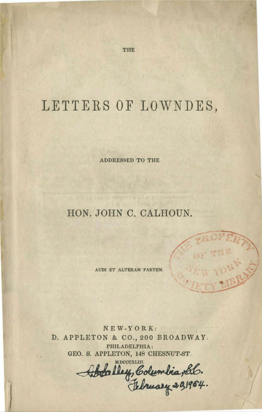 Letters of Lowndes