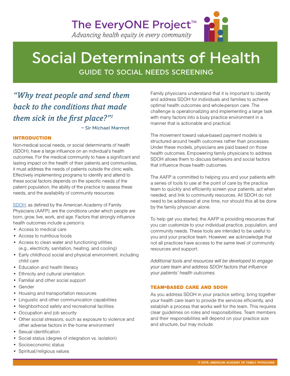 Guide to Social Needs Screening Tool