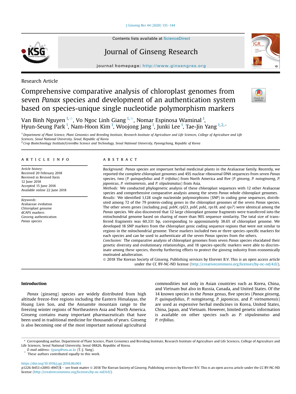 Comprehensive Comparative Analysis of Chloroplast Genomes from Seven