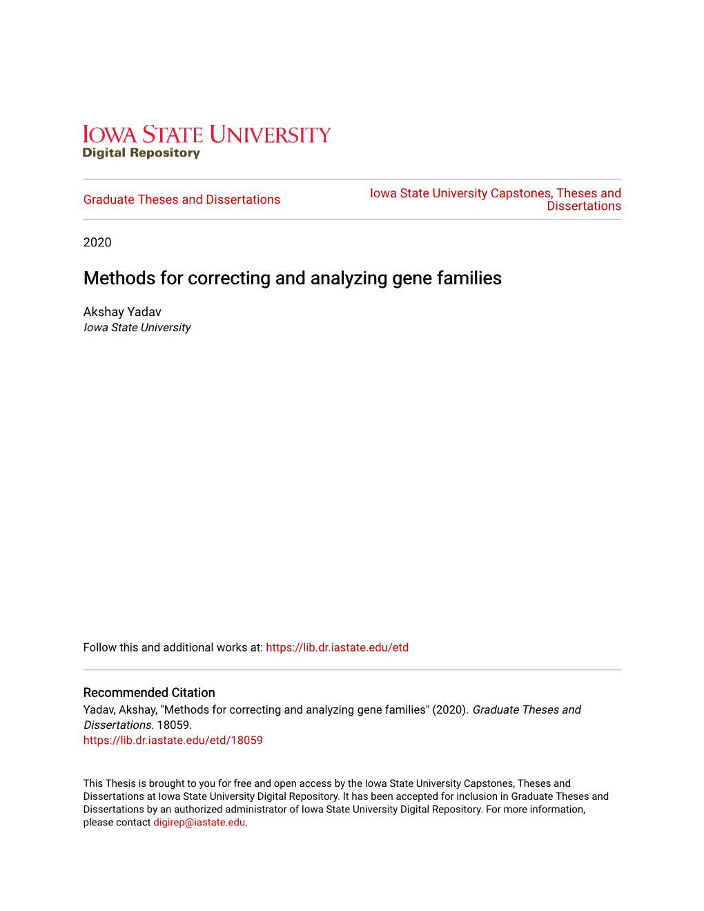 Methods for Correcting and Analyzing Gene Families