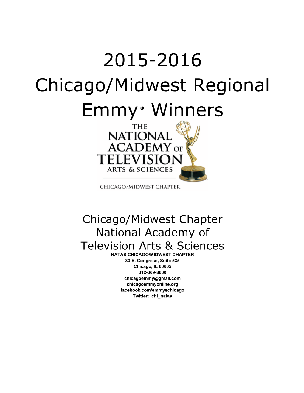 2015-2016 Chicago/Midwest Regional Emmy® Winners