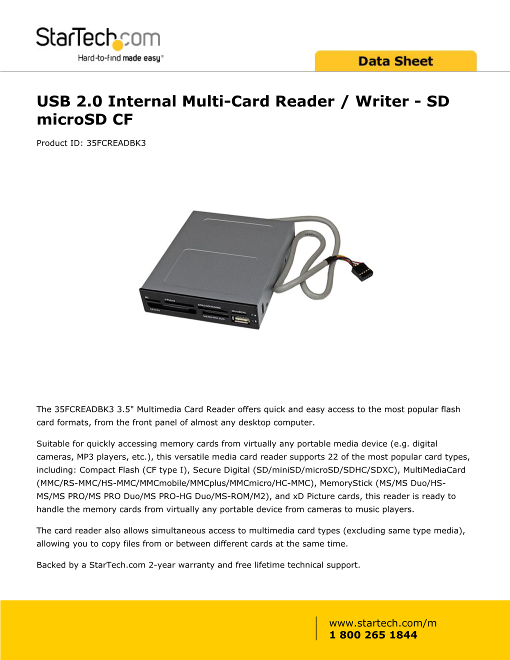 USB 2.0 Internal Multi-Card Reader / Writer - SD Microsd CF