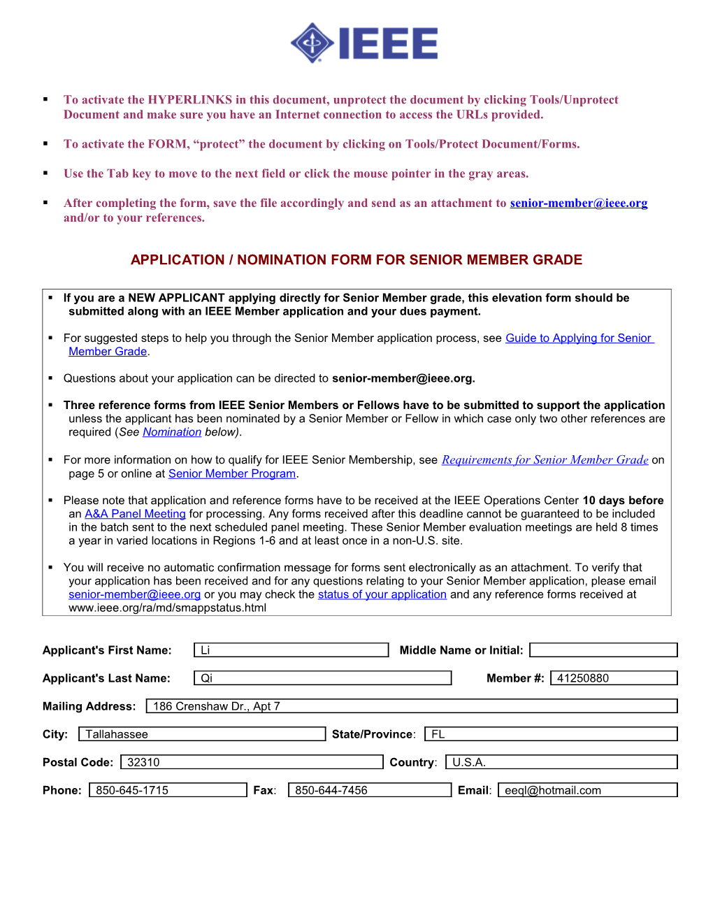 Senior Member Application Form, Page 5 of 7