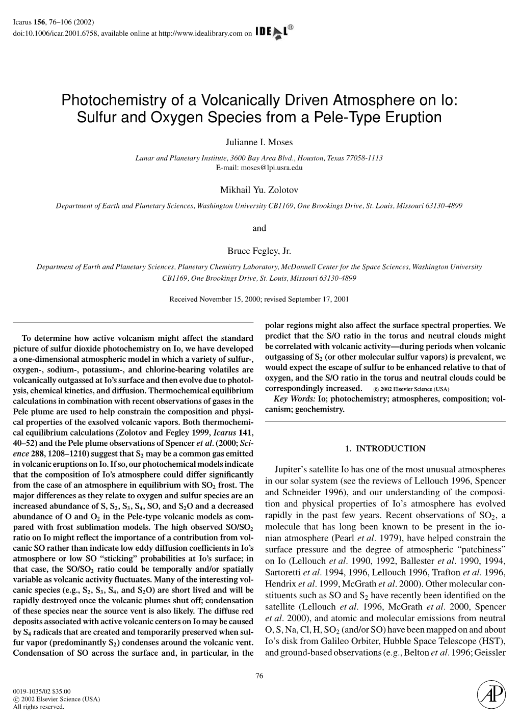 Sulfur and Oxygen Species from a Pele-Type Eruption
