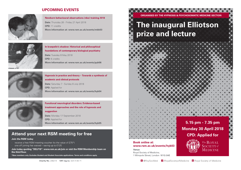 The Inaugural Elliotson Prize and Lecture