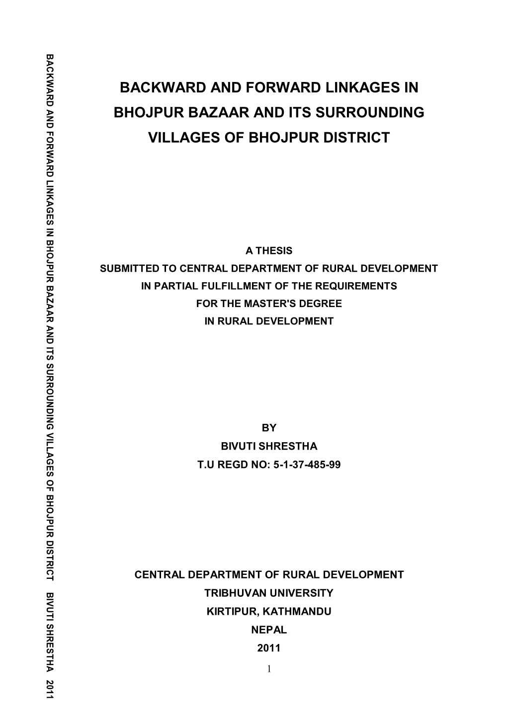 Backward and Forward Linkages in Bhojpur Bazaar