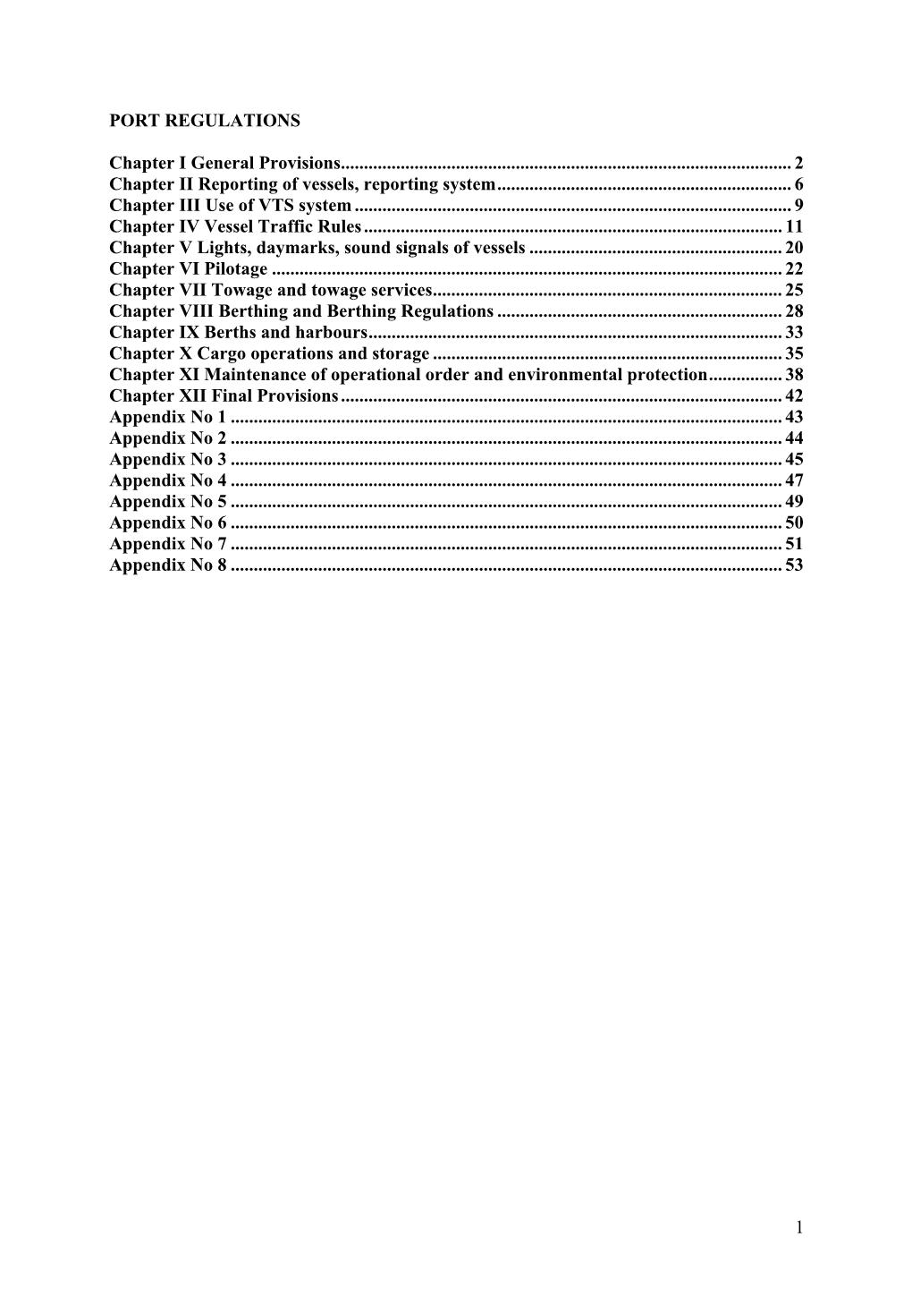 Port Regulations