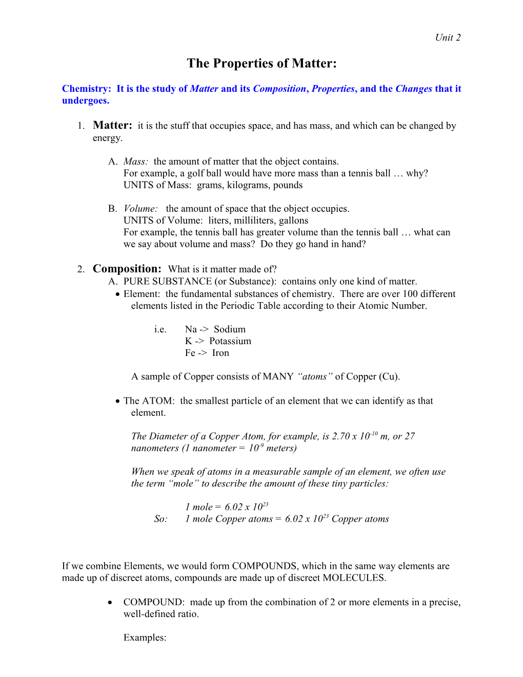 The Properties of Matter