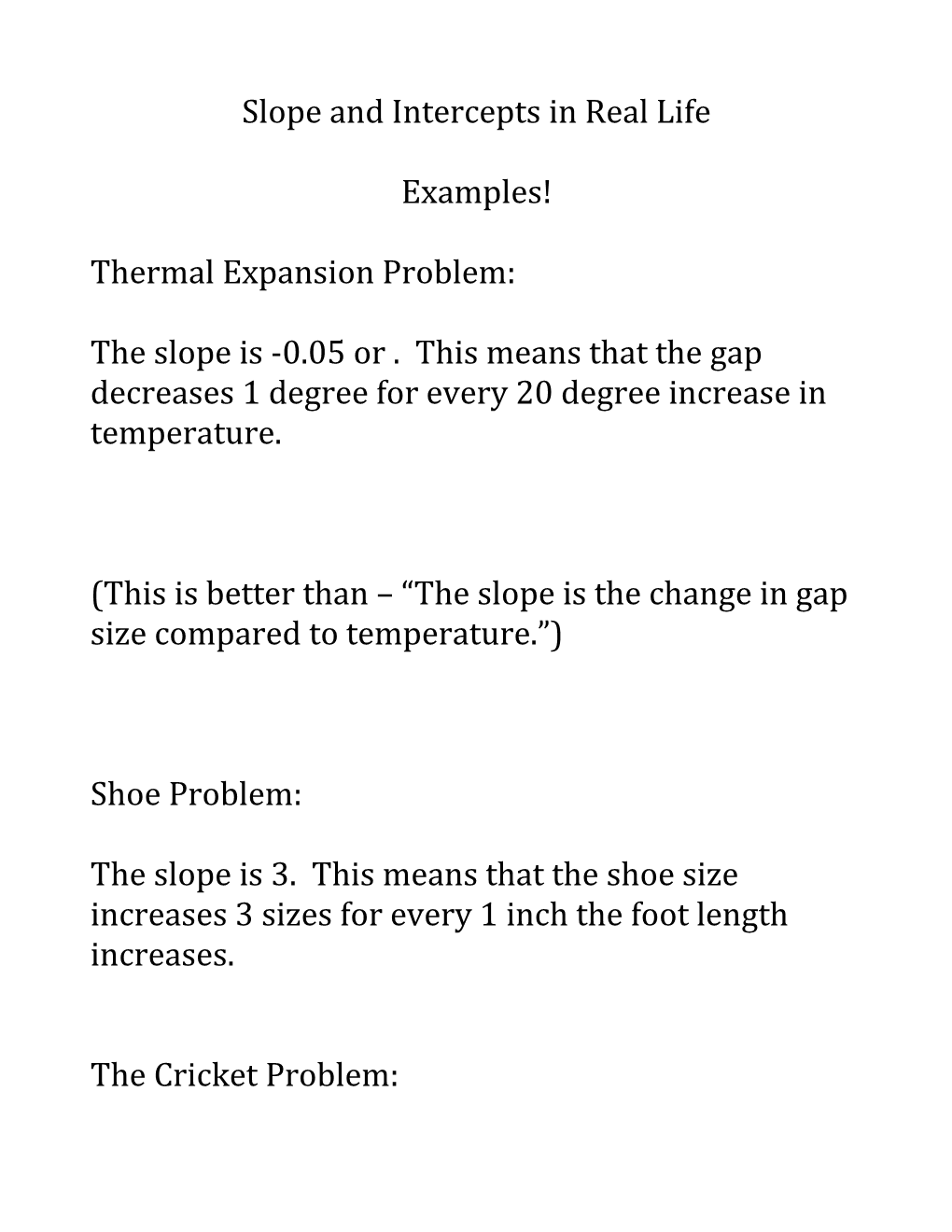 Slope and Intercepts in Real Life