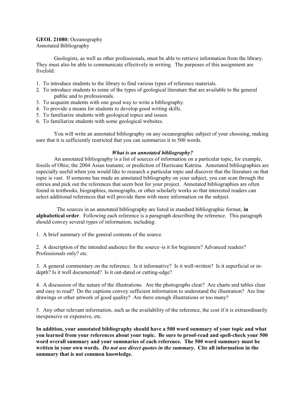 GEOL 21080: Oceanography