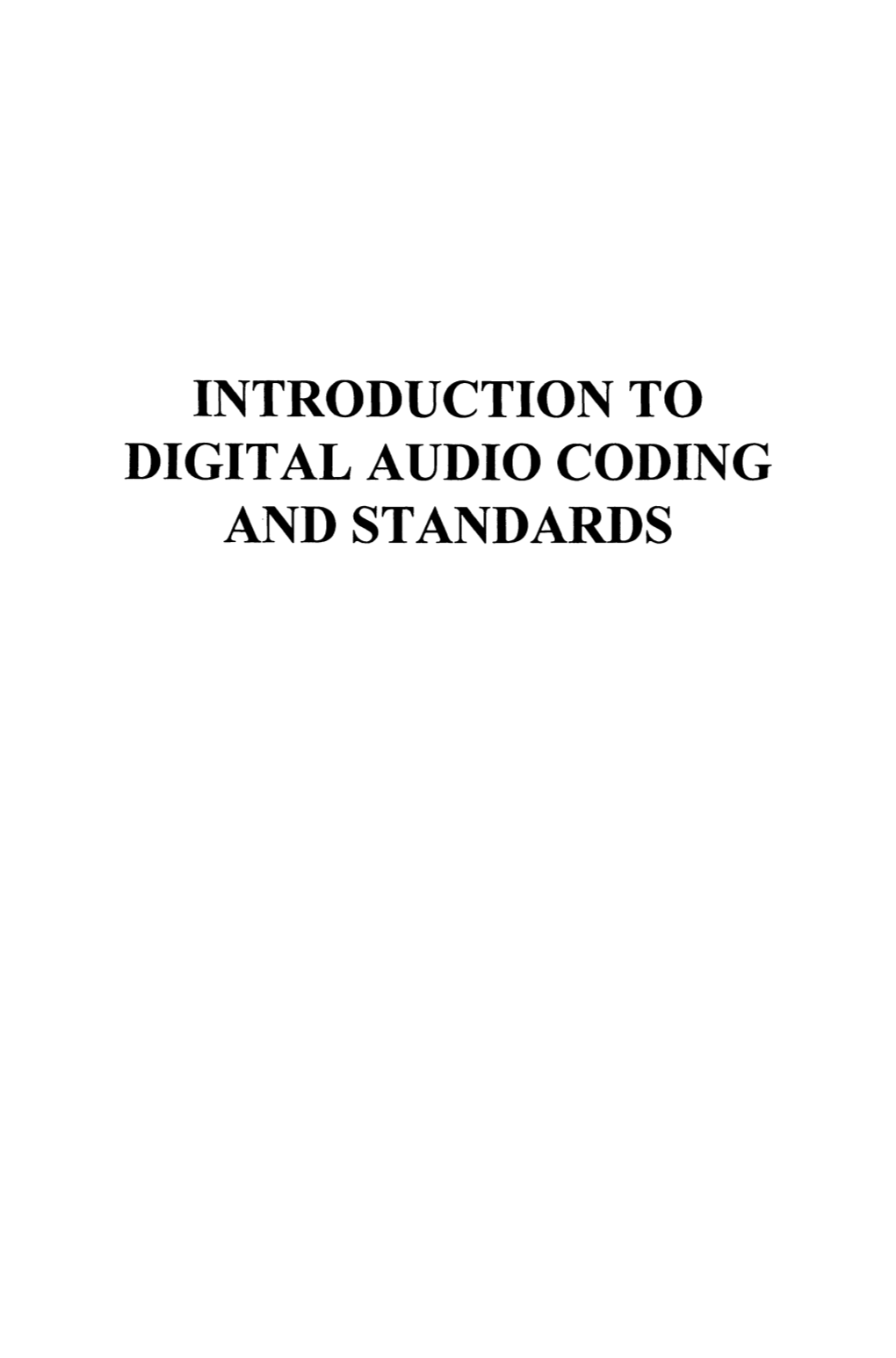 Introduction to Digital Audio Coding and Standards