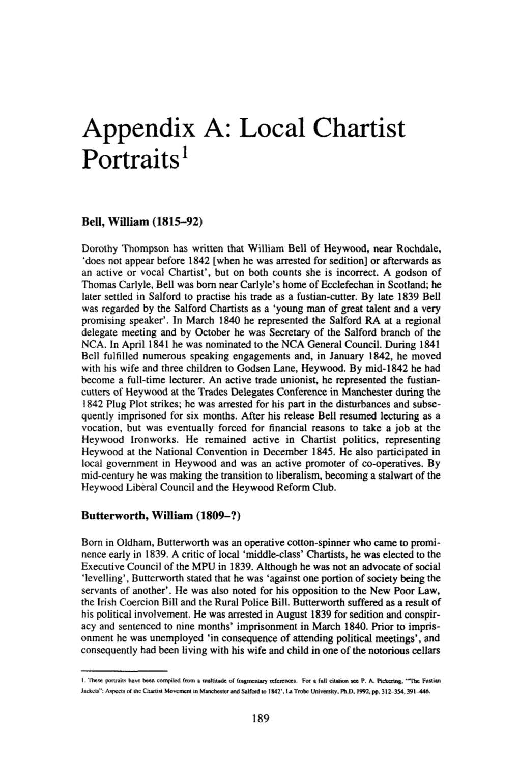 Appendix A: Local Chartist Portraits1