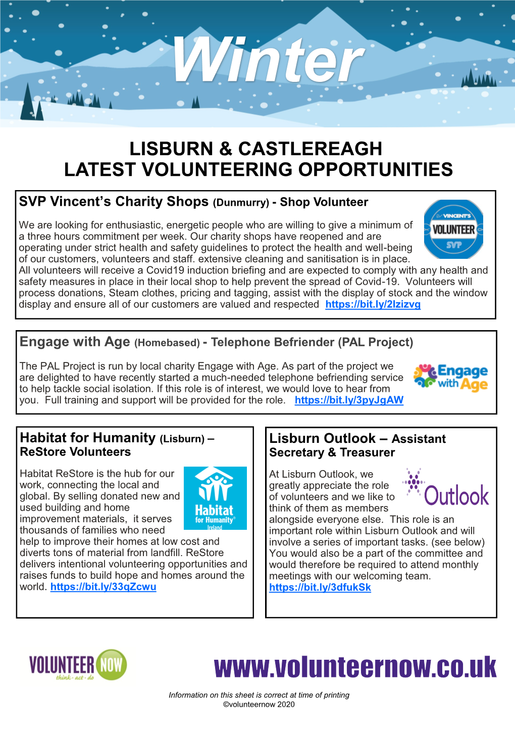 Lisburn & Castlereagh Latest Volunteering Opportunities