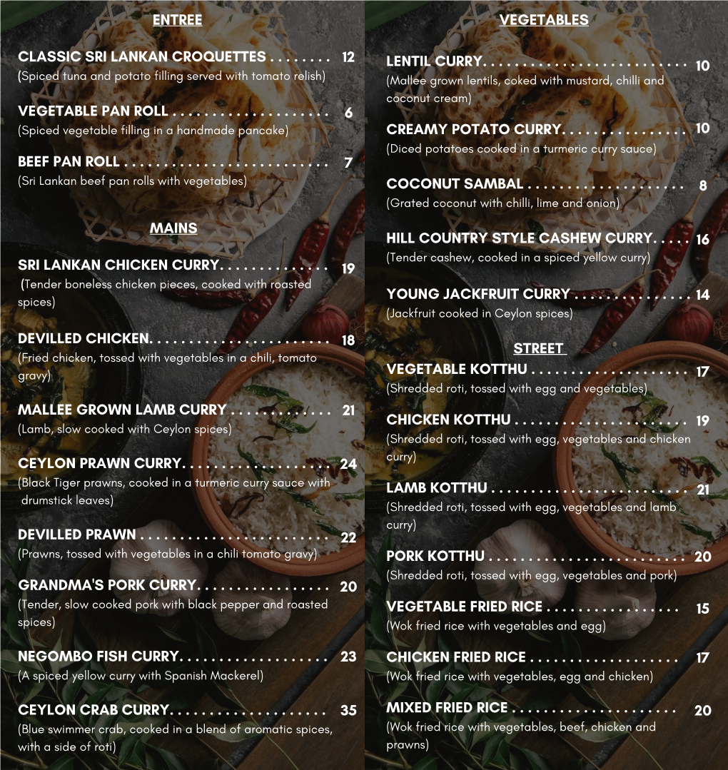 Takeaway Menu 2021