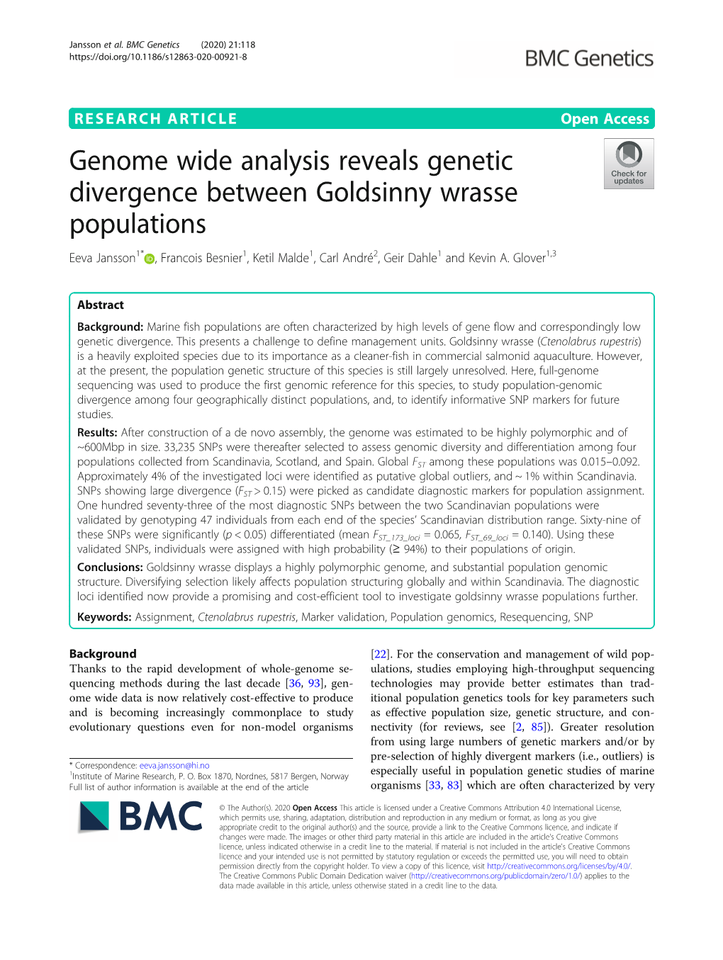 Genome Wide Analysis Reveals Genetic Divergence Between