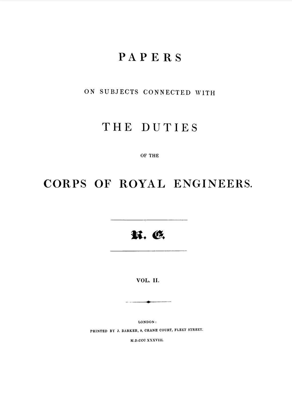 Papers the Duties Corps of Royal Engineers