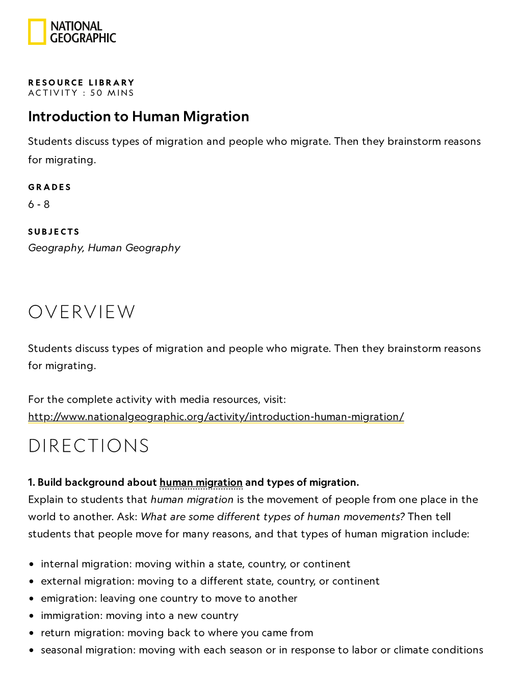 Introduction to Human Migration