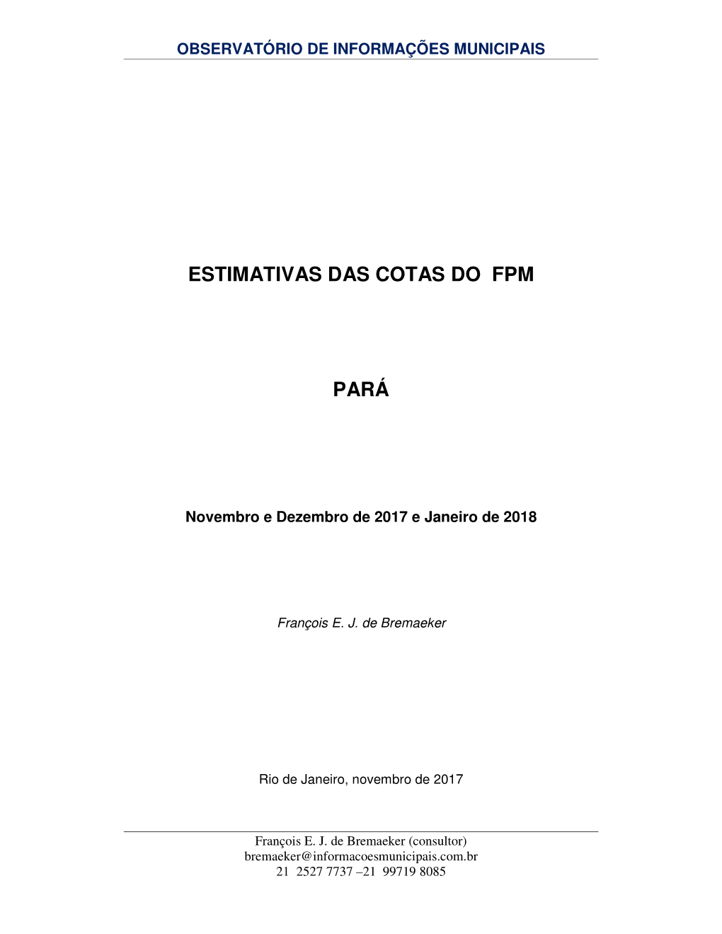 Estimativas Das Cotas Do Fpm Pará