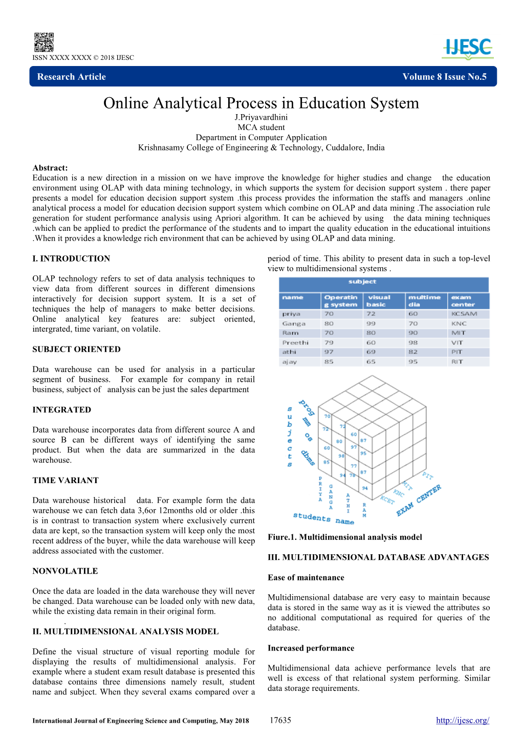 Online Analytical Process in Education System