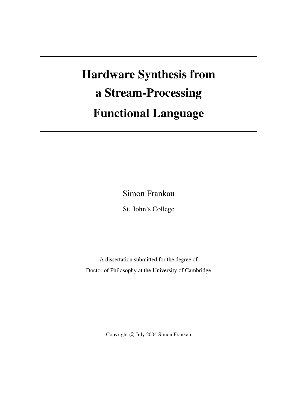 Hardware Synthesis from a Stream-Processing Functional Language