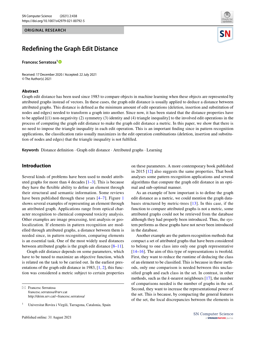 Redefining the Graph Edit Distance