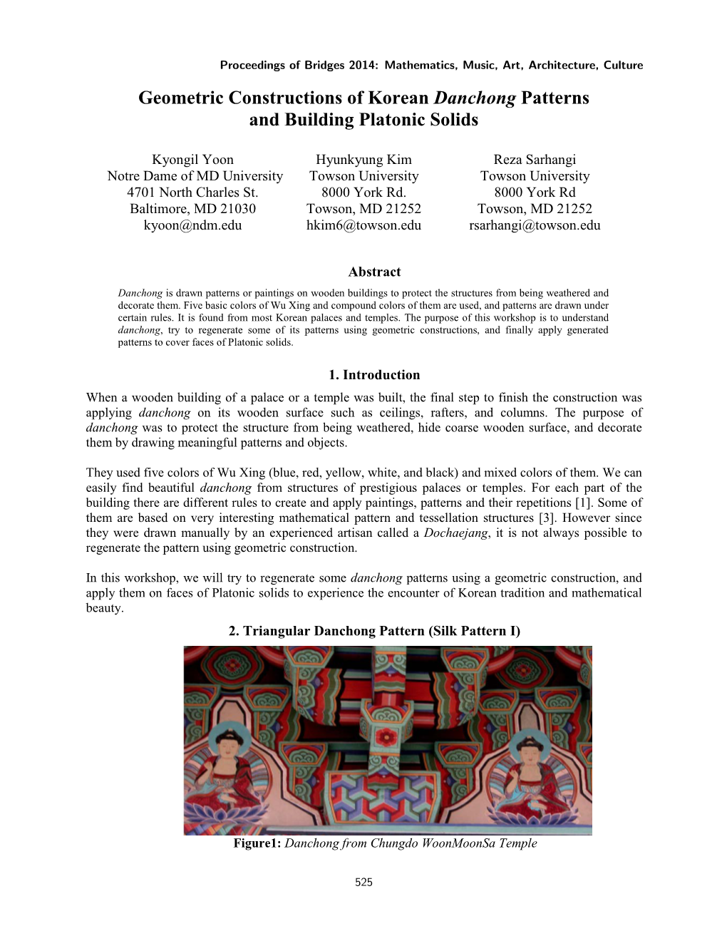 Geometric Constructions of Korean Danchong Patterns and Building Platonic Solids