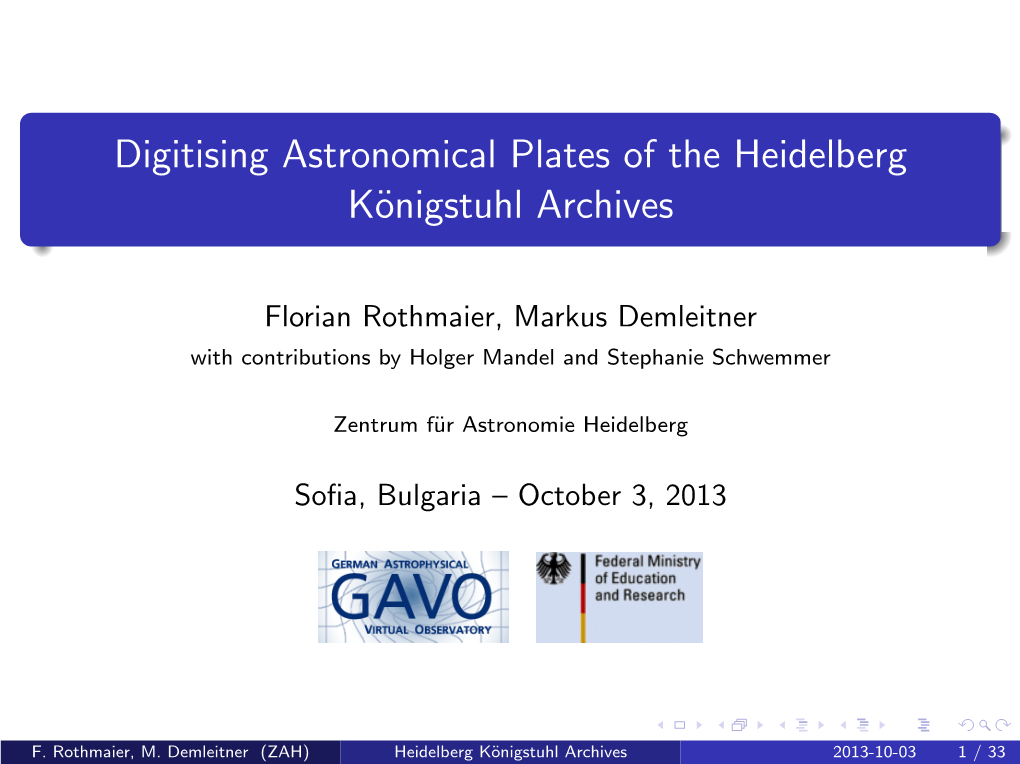 Digitising Astronomical Plates of the Heidelberg Königstuhl Archives