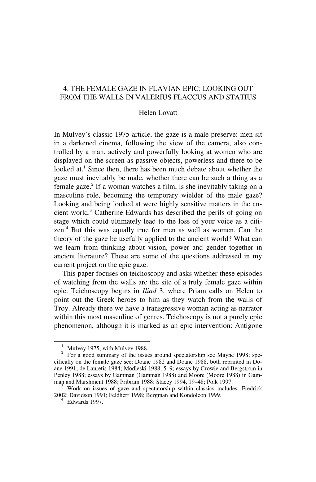 4. the Female Gaze in Flavian Epic: Looking out from the Walls in Valerius Flaccus and Statius