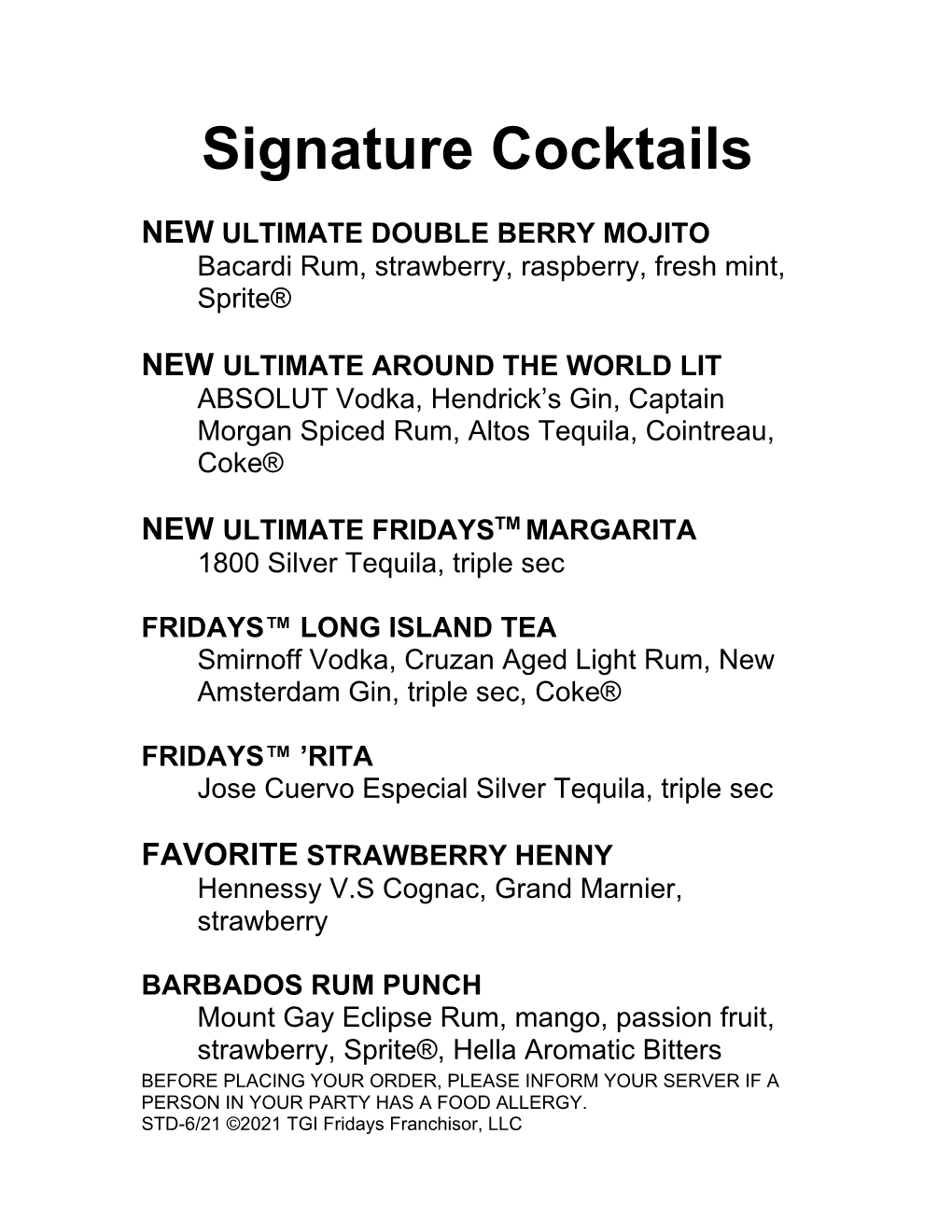 Signature Cocktails