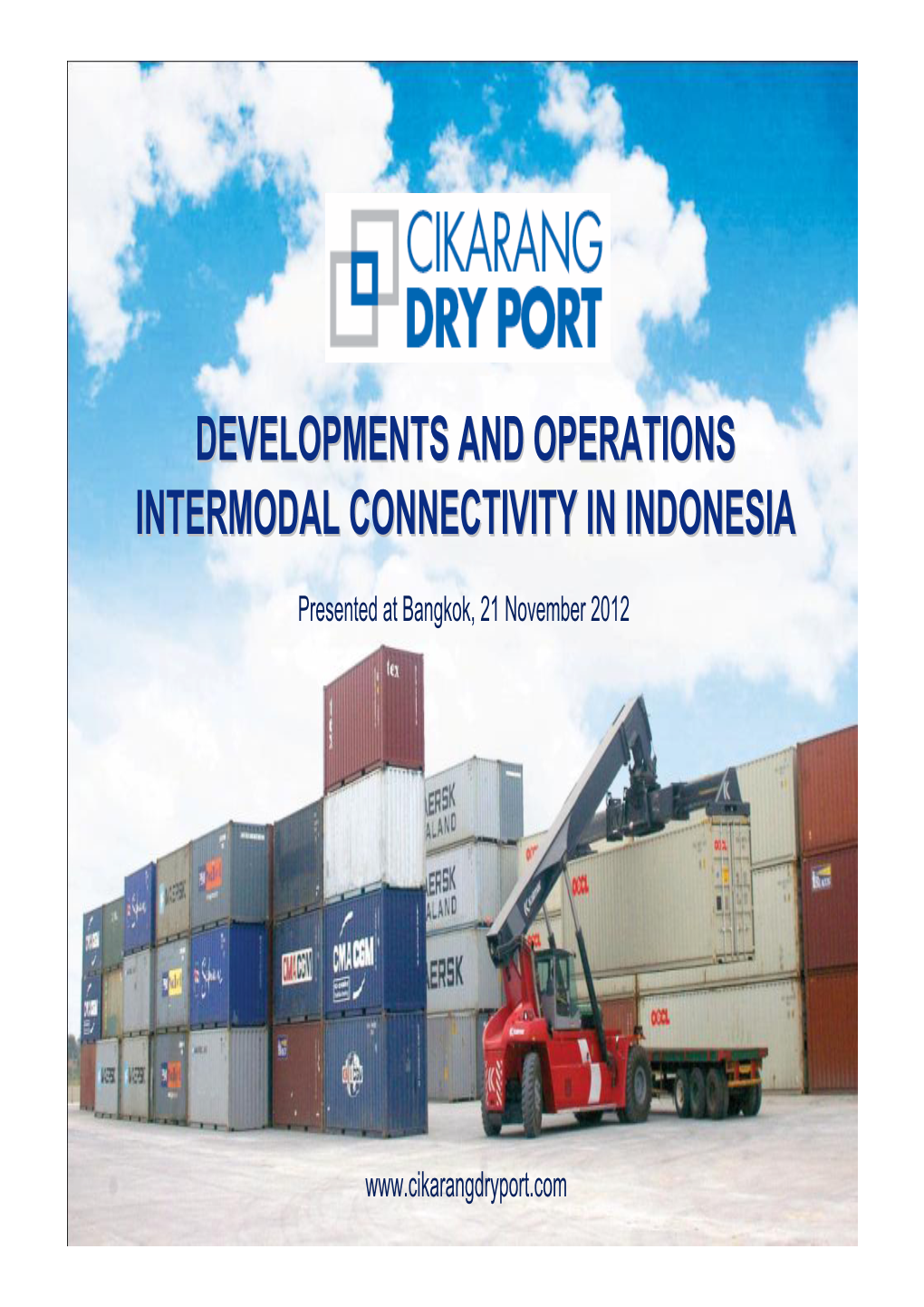 Developments and Operations Intermodal Connectivity In