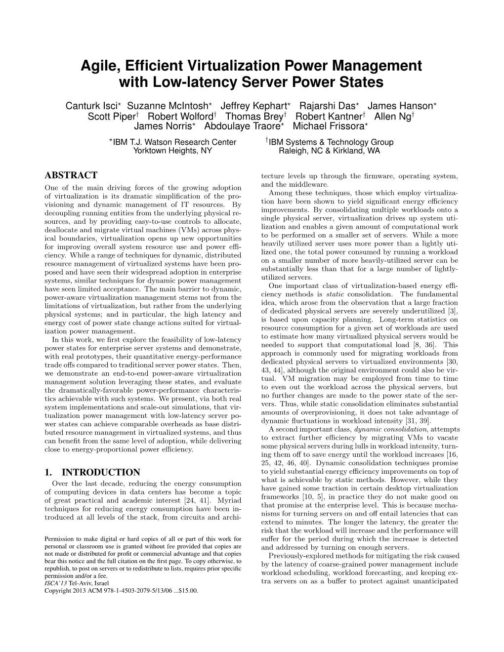 Agile, Efficient Virtualization Power Management with Low-Latency