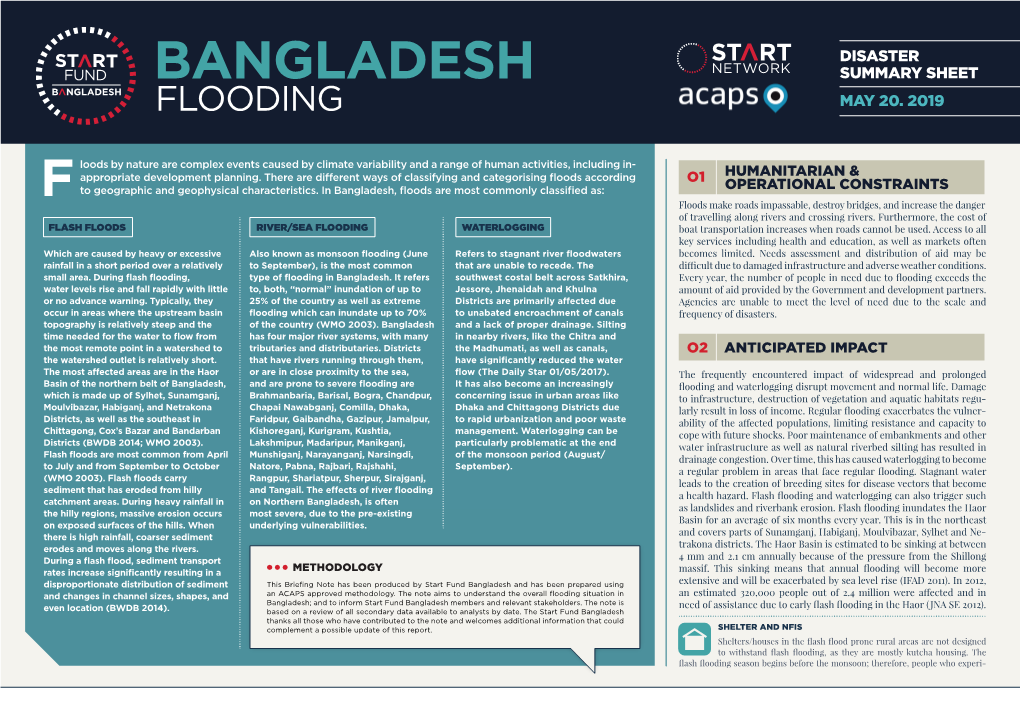 Bangladesh Summary Sheet B Ngladesh Flooding May 20