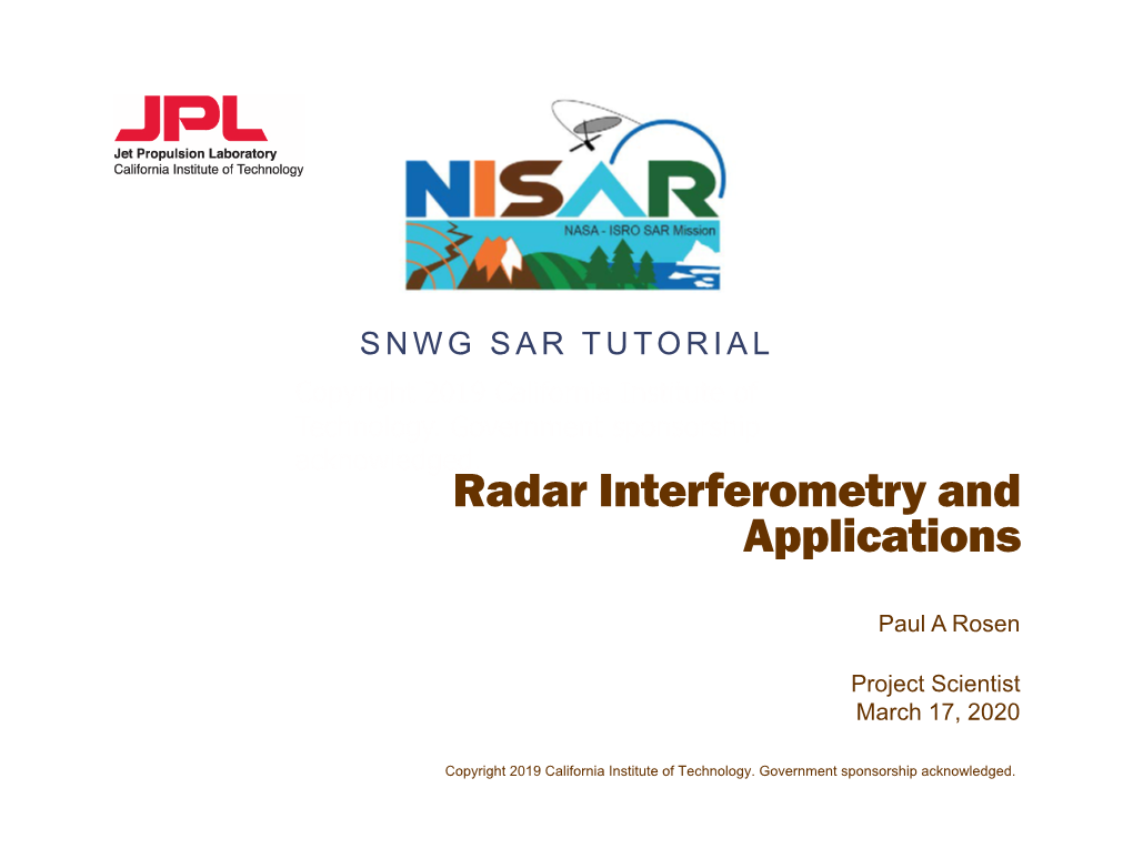Radar Interferometry and Applications