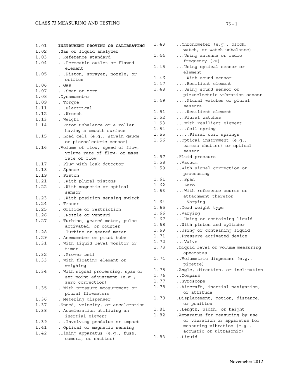 Class 73 Measuring and Testing 73 - 1