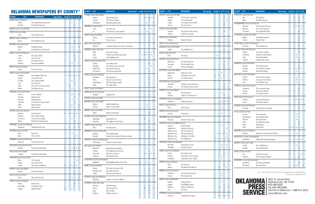 Oklahoma Press Service Updated November 2020 3601 N