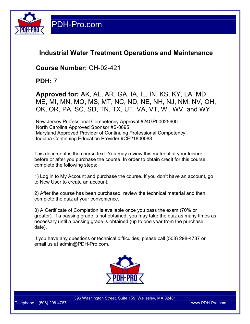 CH-02-421 Industrial Water Treatment Operations and Maintenance