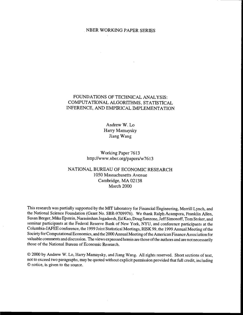 Foundations of Technical Analysis: Computational Algorithms, Statistical Inference, and Empirical Implementation