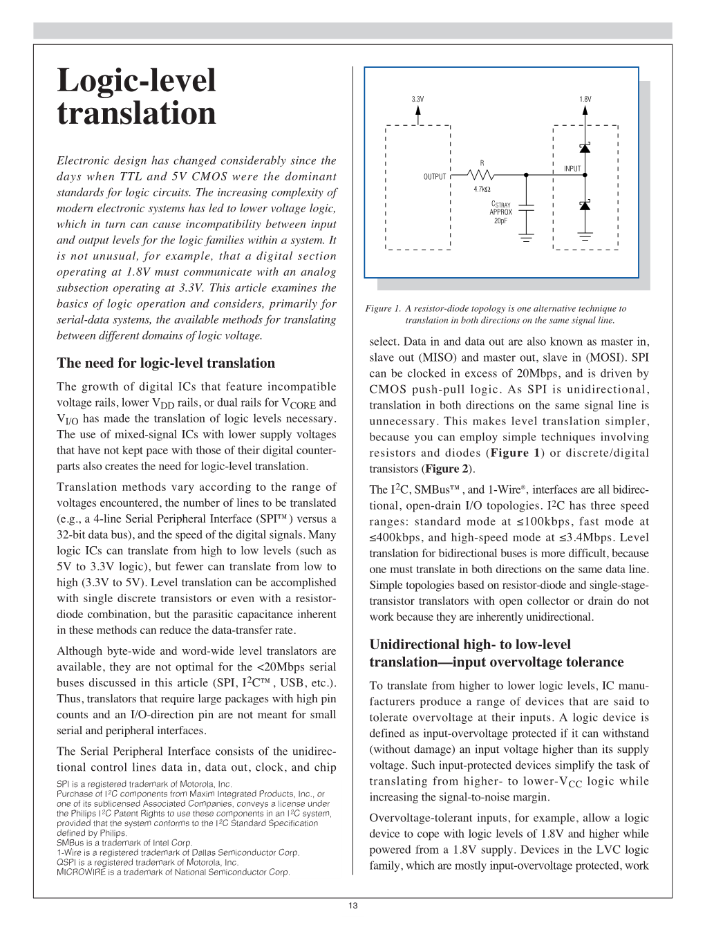 Logic-Level Translation 3.3V 1.8V