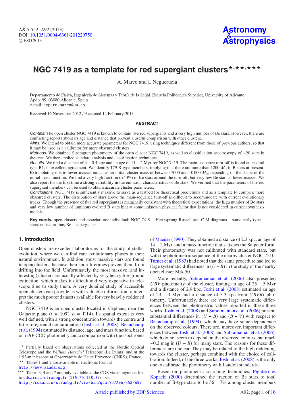 NGC 7419 As a Template for Red Supergiant Clusters⋆⋆⋆⋆⋆⋆