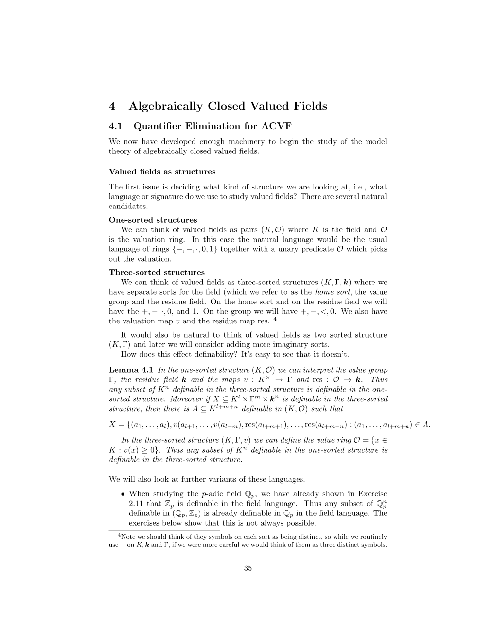 4 Algebraically Closed Valued Fields