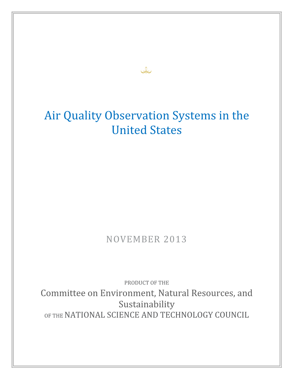 Air Quality Observation Systems in the United States