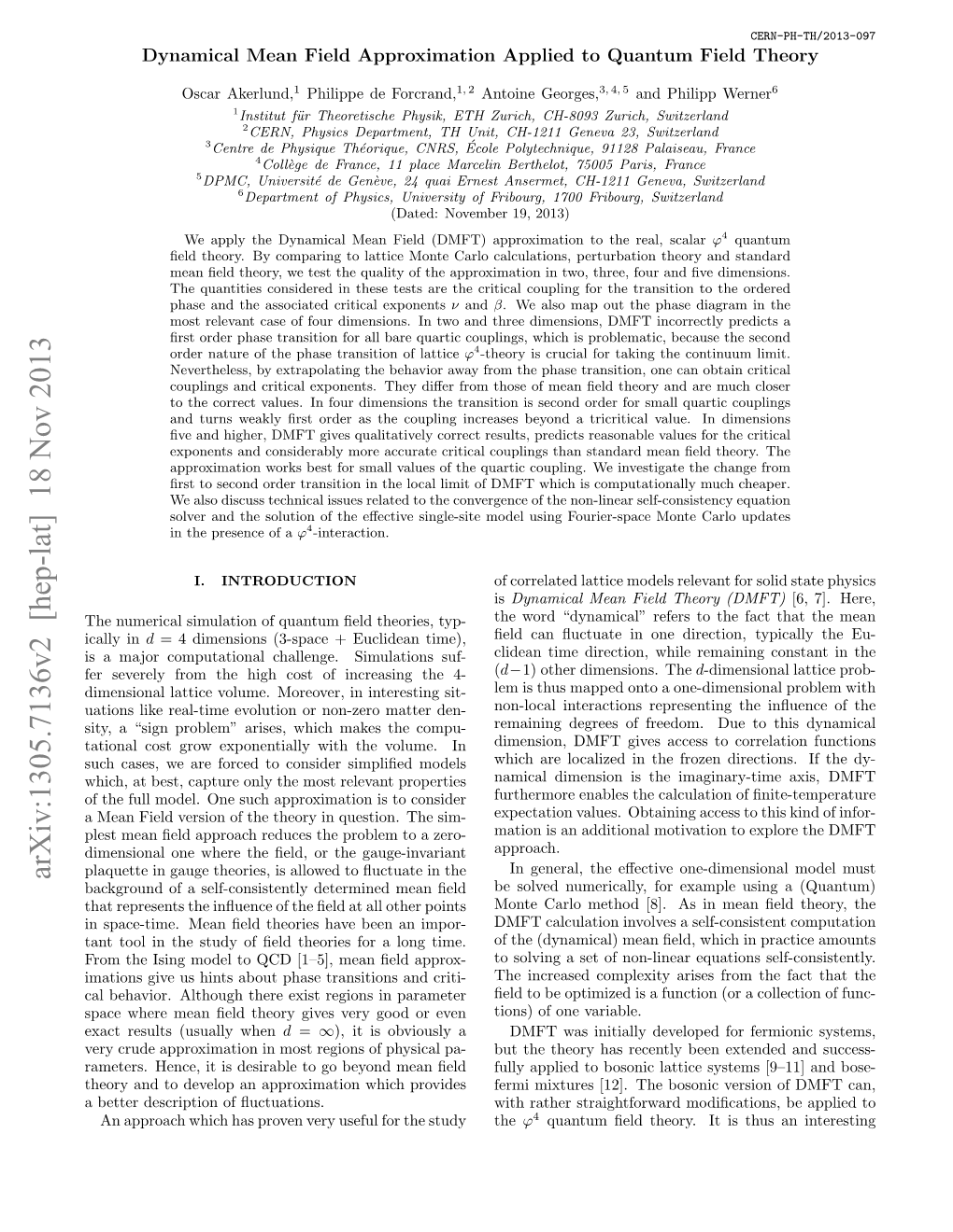 Dynamical Mean Field Approximation Applied to Quantum Field Theory