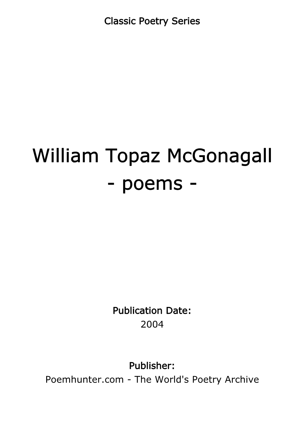 William Topaz Mcgonagall - Poems