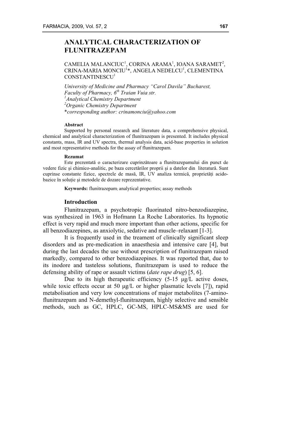 Analytical Characterization of Flunitrazepam