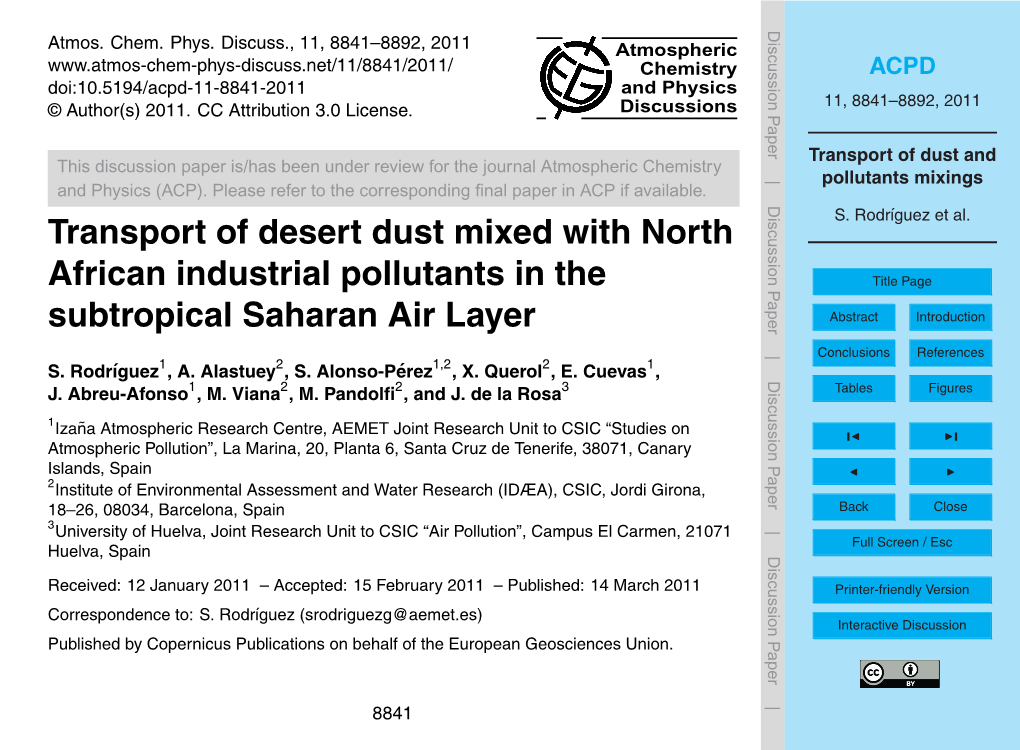 Transport of Dust and Pollutants Mixings – Dust Particles Exported in the Winter Tropical SAL (Fig