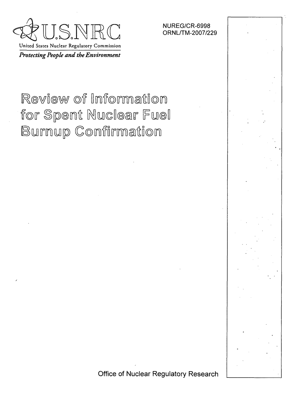 NUREG/CR-6998, Review of Information for Spent Nuclear Fuel