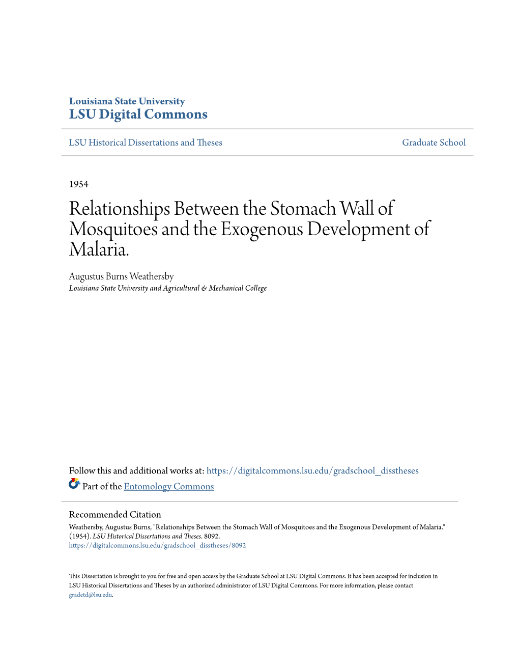 Relationships Between the Stomach Wall of Mosquitoes and the Exogenous Development of Malaria