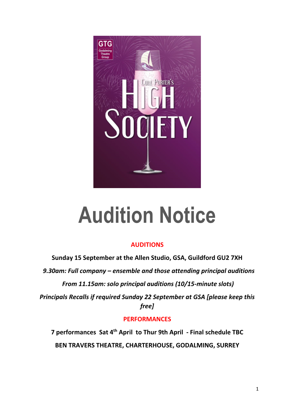 Audition Notice