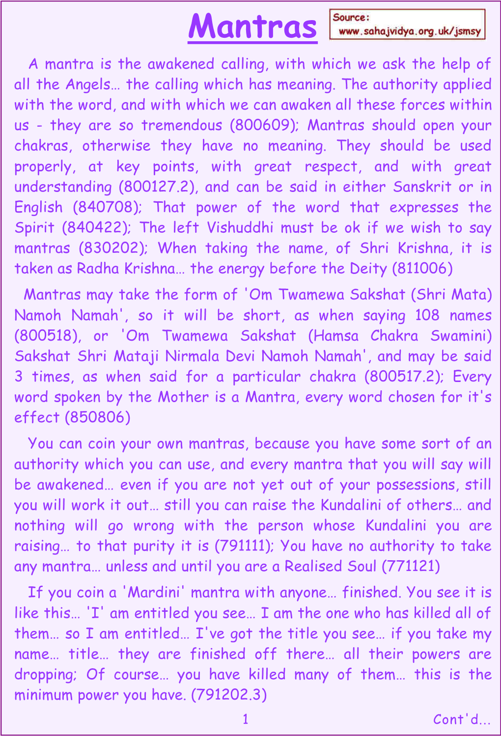 Mantras a Mantra Is the Awakened Calling, with Which We Ask the Help of All the Angels… the Calling Which Has Meaning